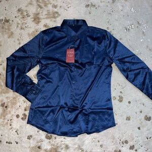 Silky Navy Blue Button-down